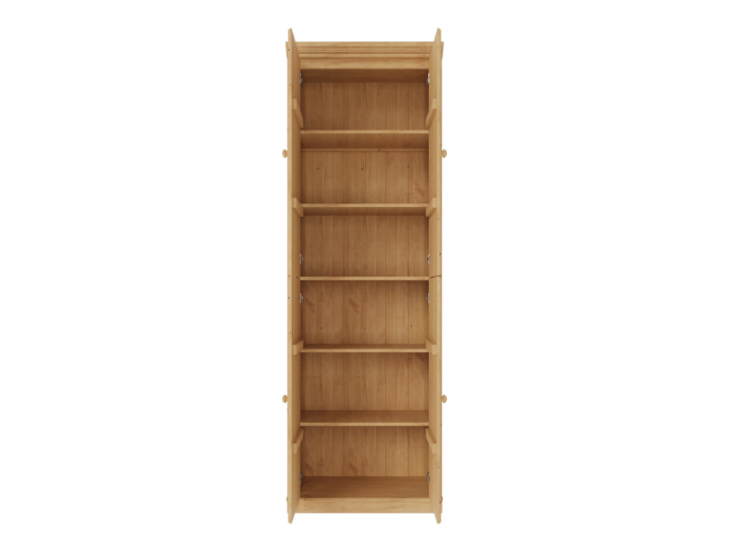 Estante Biblioteca 220 cm com quatro portas feita em Madeira Maciça no acabamento cera natural com o toque acetinado | Coleção Biblioteca